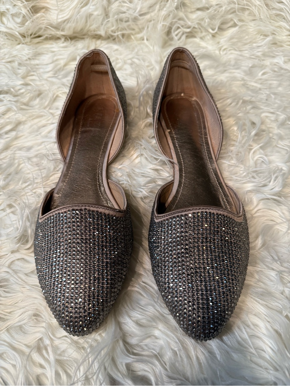 Luxe Black Rhinestone Pointed-Toe D'Orsay Flats